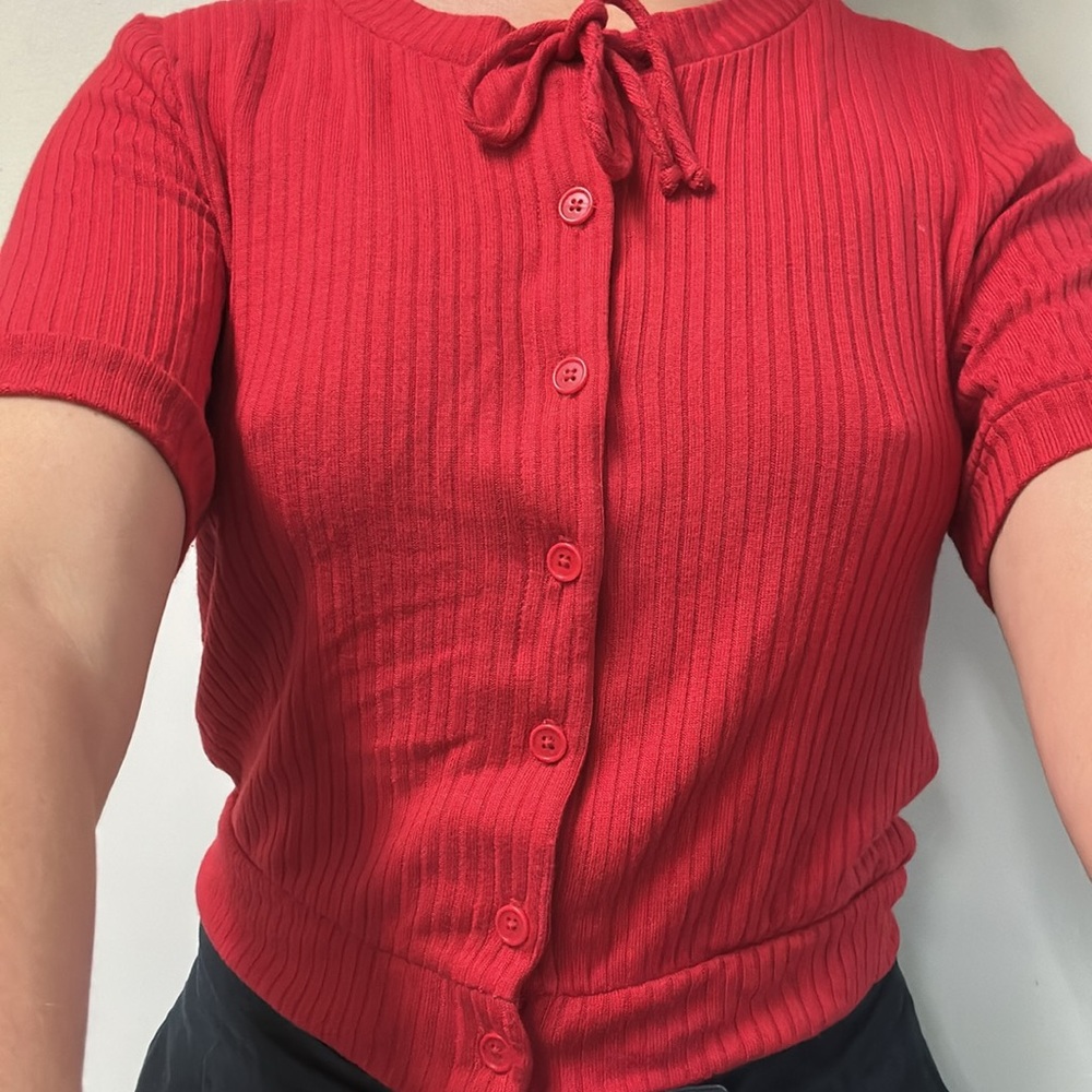 Stripe textured Reformation MADE IN USA top